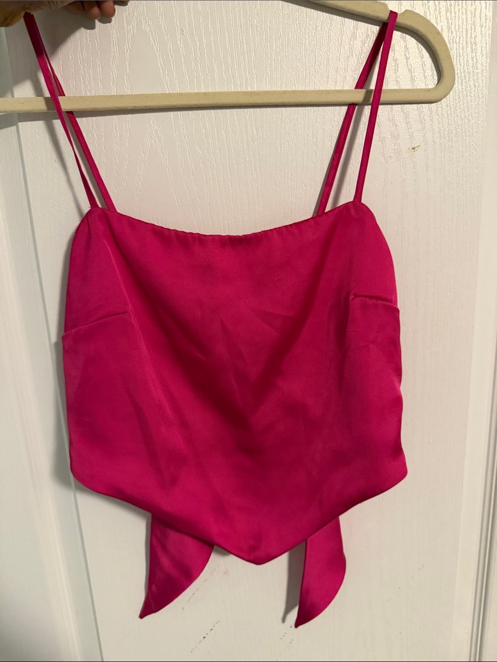 Fuchsia Spaghetti Strap Handkerchief Hem Tank Top